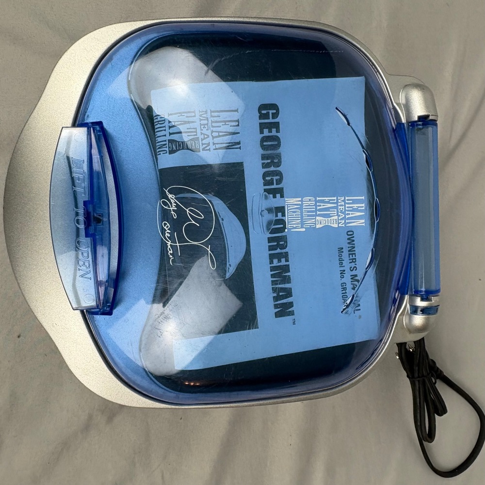 George Foreman Grill Lean Mean Fat Reducing Machine Blue Bun Warmer GR10ABW